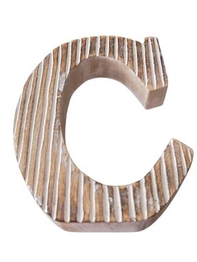 Wooden Letter 'C' Wall Accent in Natural Brown